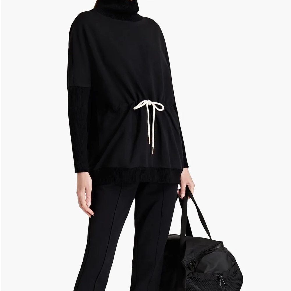 Varley, Women's Black Adelaine Ribbed-knit Sweatshirt